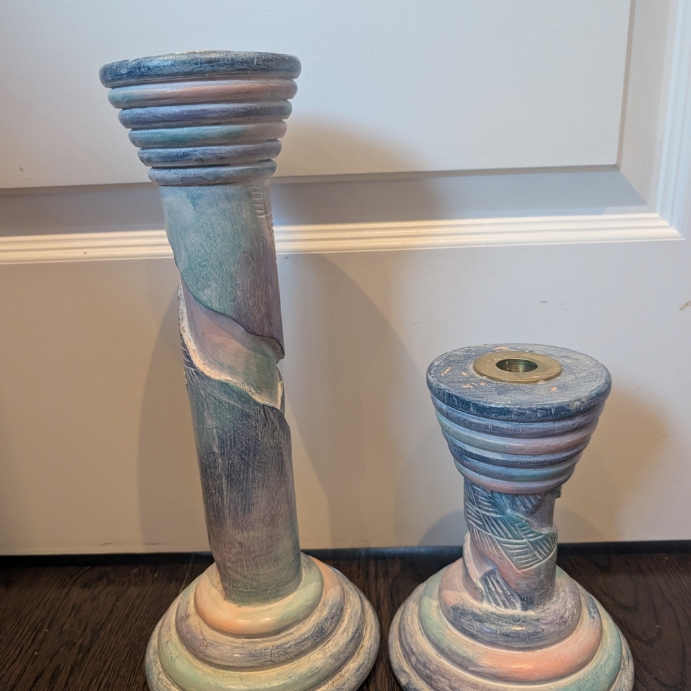 Vintage Artistic Pastel Candle Holders
